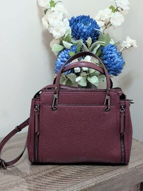 Calvin Klein Women’s Plum Pebble Textured Leather Satchel
